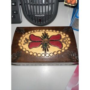 Carved Wood Box Small Unique Trinket Jewelry Hinged Gift Collector